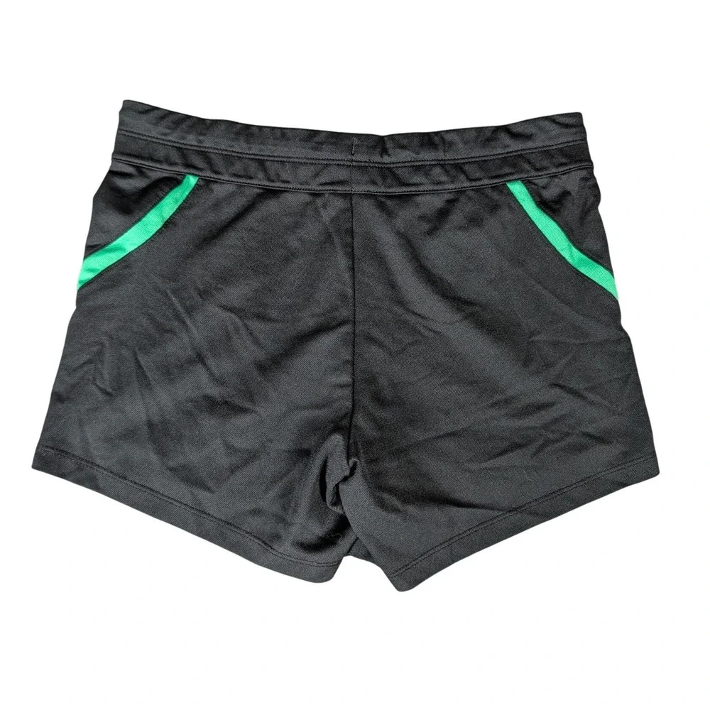Nike Dri-FIT Womens Running Shorts Black Green Contrast Trim Athletic 6223